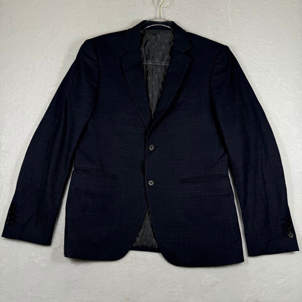 John Varvatos Mens Navy Blue Wool Stretch 2‎ Button Blazer Jacket Italy 46 / 36R